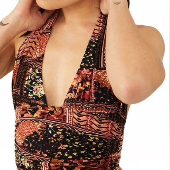 NWT Free People Heather Halter Cropped Viscose M Boho Summer Retro Chic - Picture 1 of 10